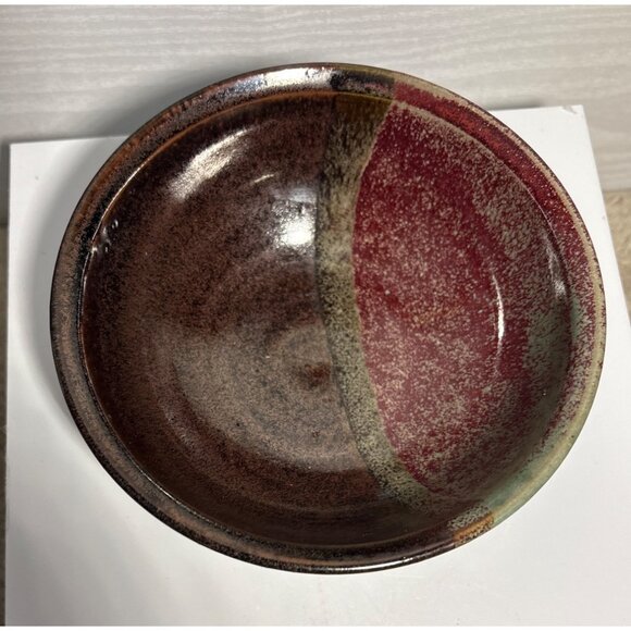 Handcrafted Ceramic Bowl With Multicolor Glaze Finish Signed 5.5" - Picture 4 of 8